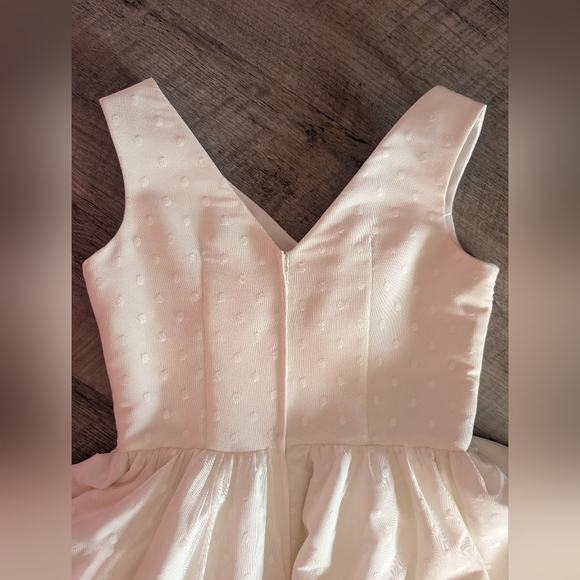 Dolly Parton Couture Bride White Polka dot Swing Wedding Dress Lg Retro Vintage - Picture 11 of 13